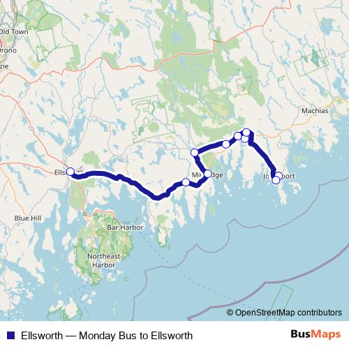 Ellsworth bus Line Map