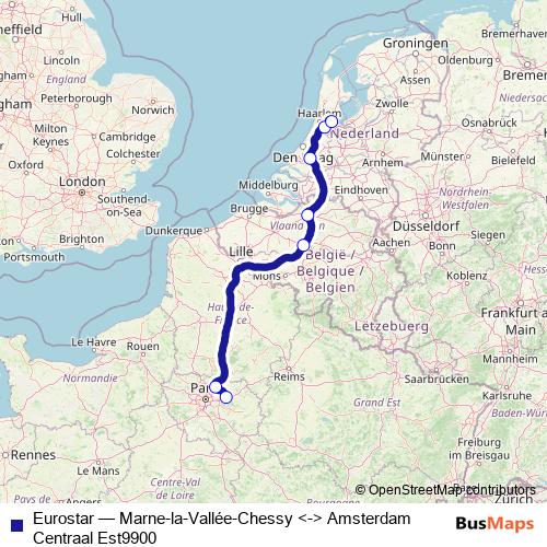 Eurostar rail Line Map