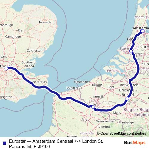 Eurostar rail Line Map