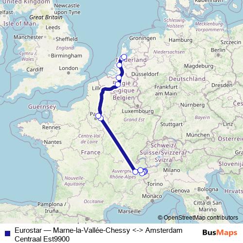 Eurostar rail Line Map