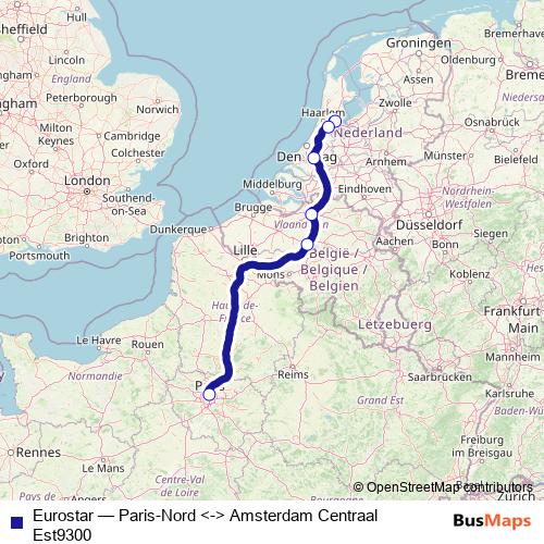 Eurostar rail Line Map