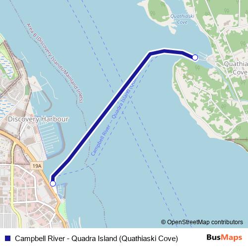 Campbell River - Quadra Island (Quathiaski Cove) ferry Line Map