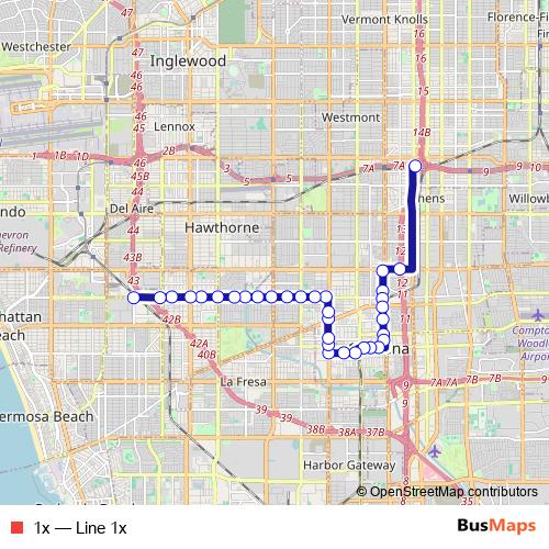 1x bus Line Map