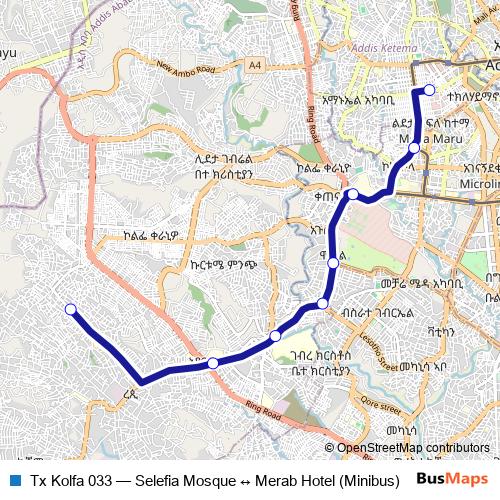 Tx Kolfa 033 bus Line Map