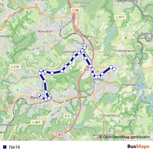 Ne14 bus Line Map