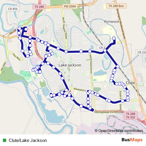 Clute/Lake Jackson bus Line Map