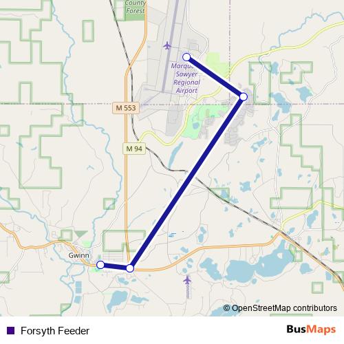 Forsyth Feeder bus Line Map