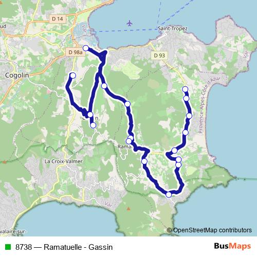 8738 bus Line Map