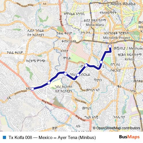 Tx Kolfa 008 bus Line Map