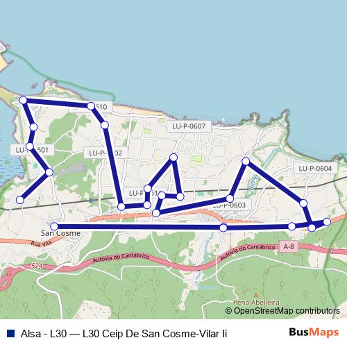 Alsa - L30 bus Line Map