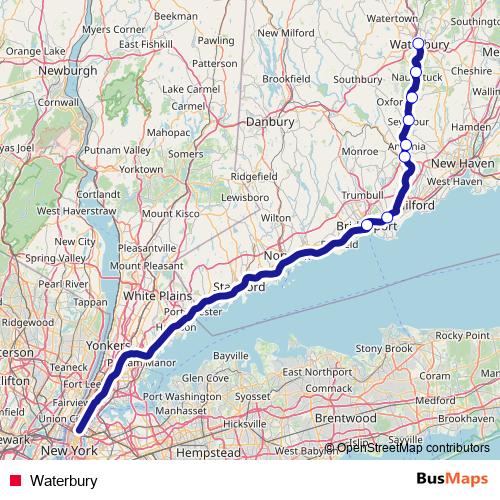 Waterbury rail Line Map