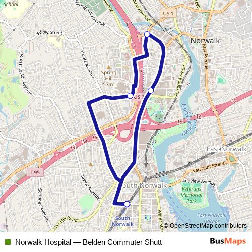 Norwalk Hospital bus Line Map