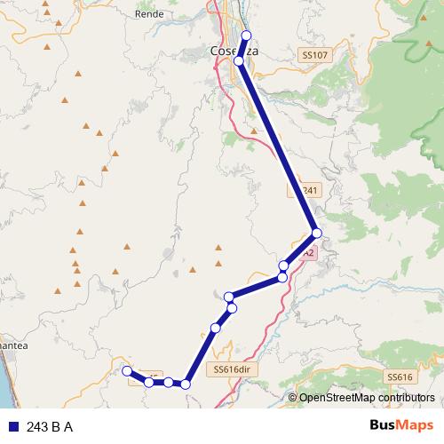 243 B A bus Line Map