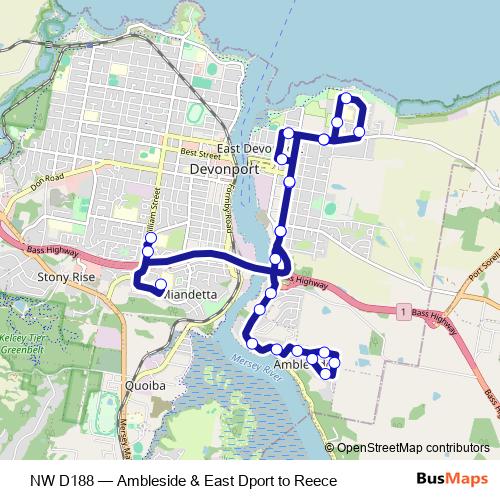 NW D188 bus Line Map