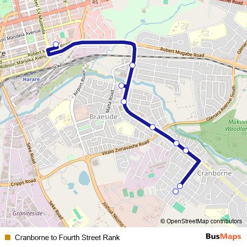 Cranborne to Fourth Street Rank bus Line Map