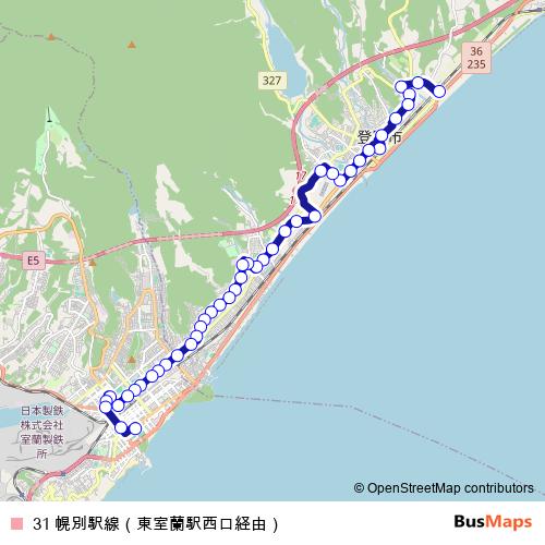 31 幌別駅線（東室蘭駅西口経由） bus Line Map
