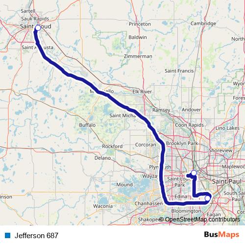 Jefferson 687 bus Line Map