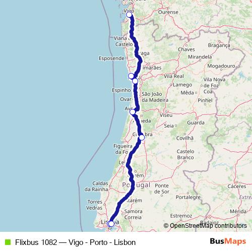 Flixbus 1082 bus Line Map