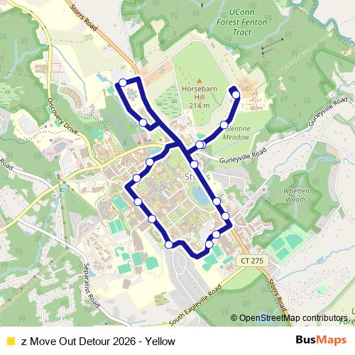 z Move Out Detour 2026 - Yellow bus Line Map