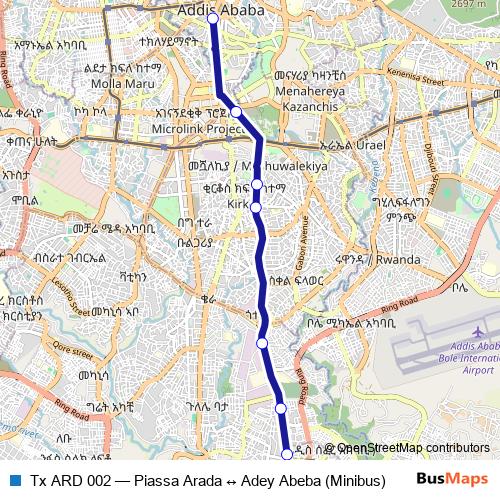 Tx ARD 002 bus Line Map
