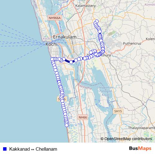 Kakkanad ↔ Chellanam bus Line Map