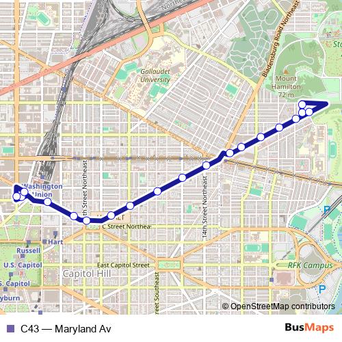 C43 bus Line Map