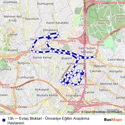 13h bus Line Map