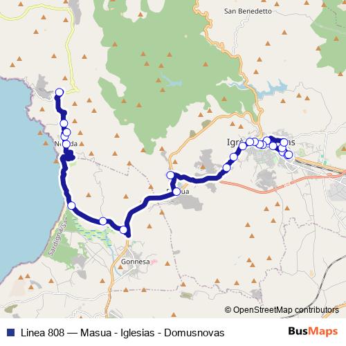 Linea 808 bus Line Map