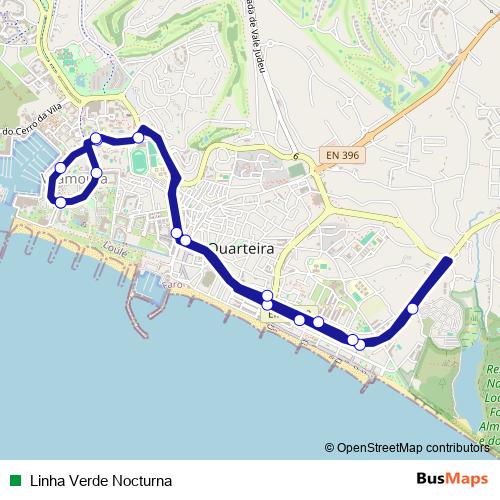 Linha Verde Nocturna bus Line Map
