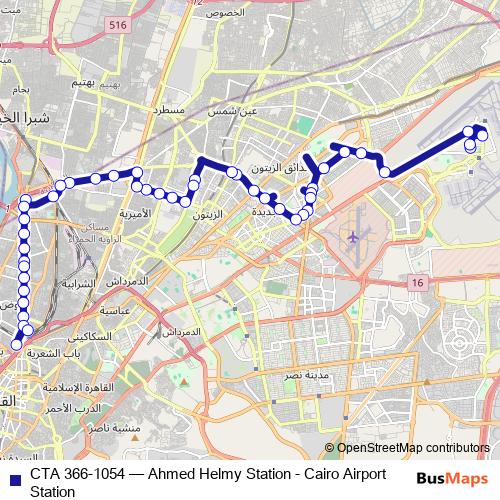CTA 366-1054 bus Line Map