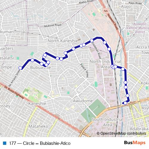 177 bus Line Map