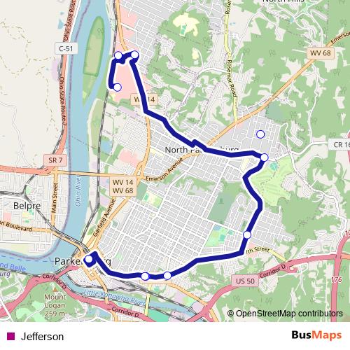 Jefferson bus Line Map
