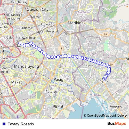 Taytay-Rosario bus Line Map