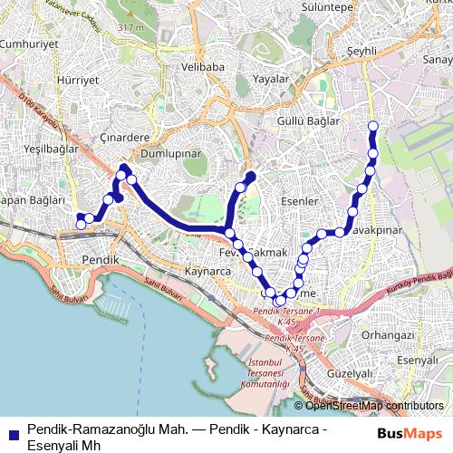 Pendik-Ramazanoğlu Mah. bus Line Map