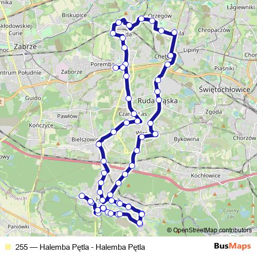 255 bus Line Map