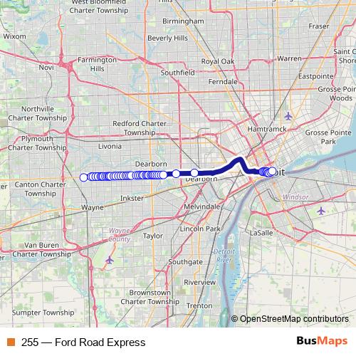 255 bus Line Map