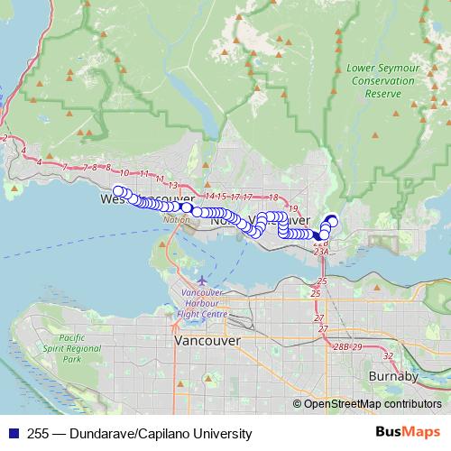 255 bus Line Map