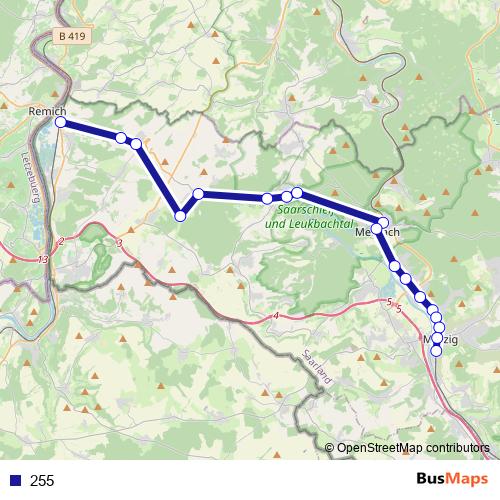 255 bus Line Map