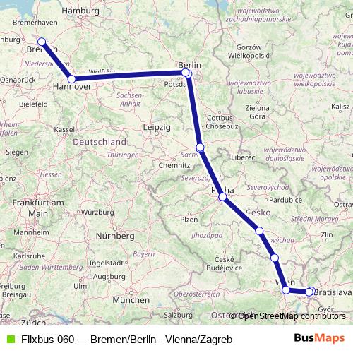 Flixbus 060 bus Line Map