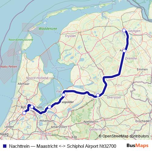 Nachttrein rail Line Map