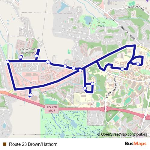 Route 23 Brown/Hathorn bus Line Map