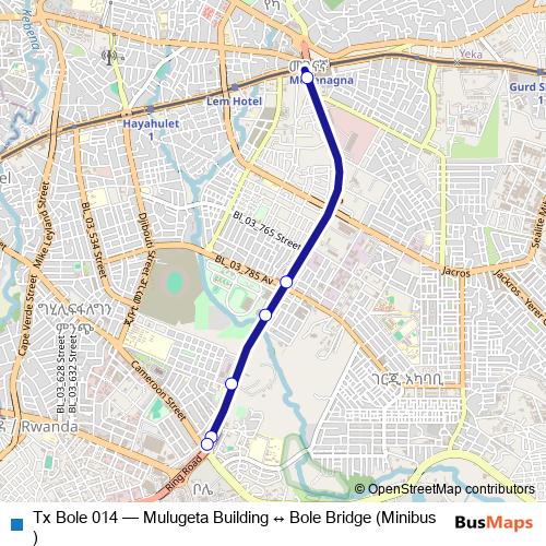 Tx Bole 014 bus Line Map
