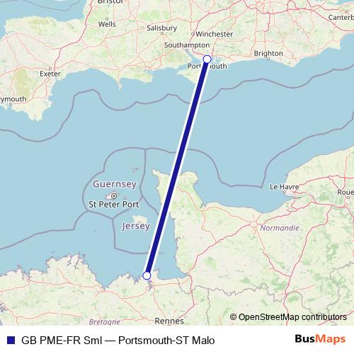 GB PME-FR Sml ferry Line Map