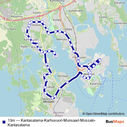 13m bus Line Map