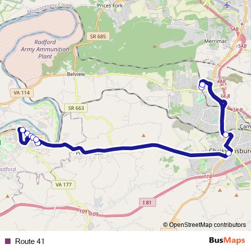 Route 41 bus Line Map