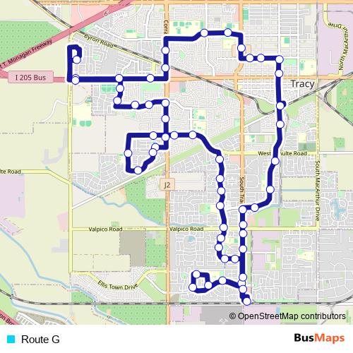 Route G bus Line Map