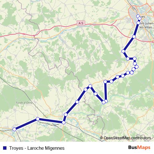 Troyes - Laroche Migennes bus Line Map