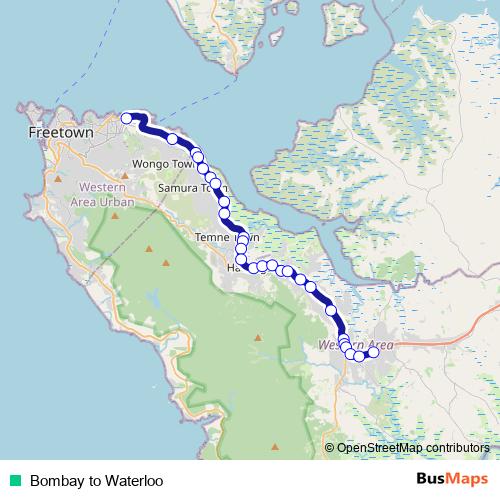 Bombay to Waterloo bus Line Map