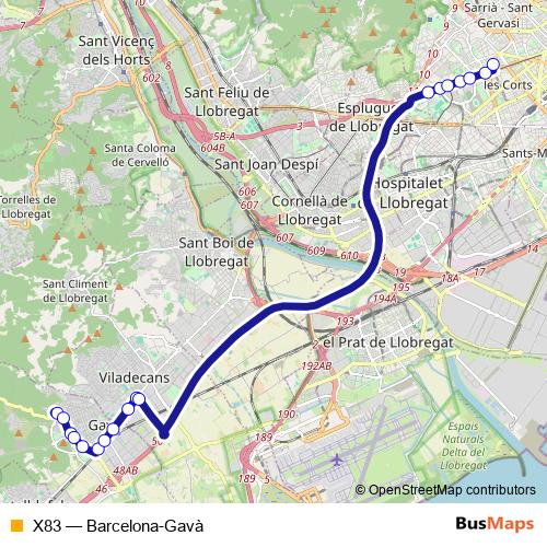 X83 bus Line Map