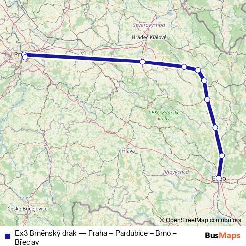 Ex3 Brněnský drak rail Line Map
